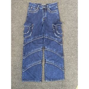Valabasas Rivet Baggy Indigo Blue Jeans Womens 30x31 Cargo‎ Streetwear Skater
